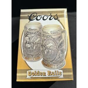 Coors Beer Stein Rocky Mountain Iron horse Collection Golden Rails New n Box COA